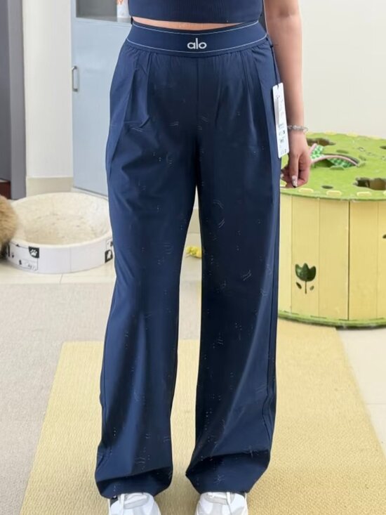 ALO Yoga Pants - ALO Yoga Suit Up Trouser|Navy Blue (Regular)😄Wide Leg|Chic|Length 30" Inseam😆